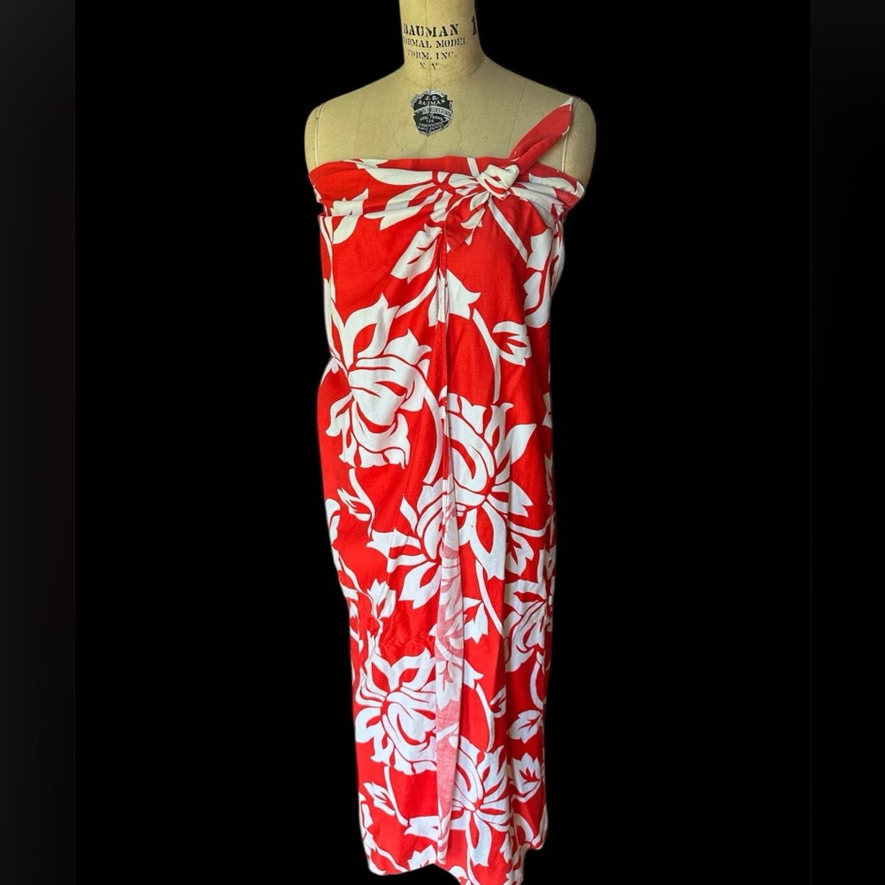 Waltah Clarke's Hawaiian Maxi Dress Sarong Cover-Up HTF XS/S SEE MEASUREMENTS